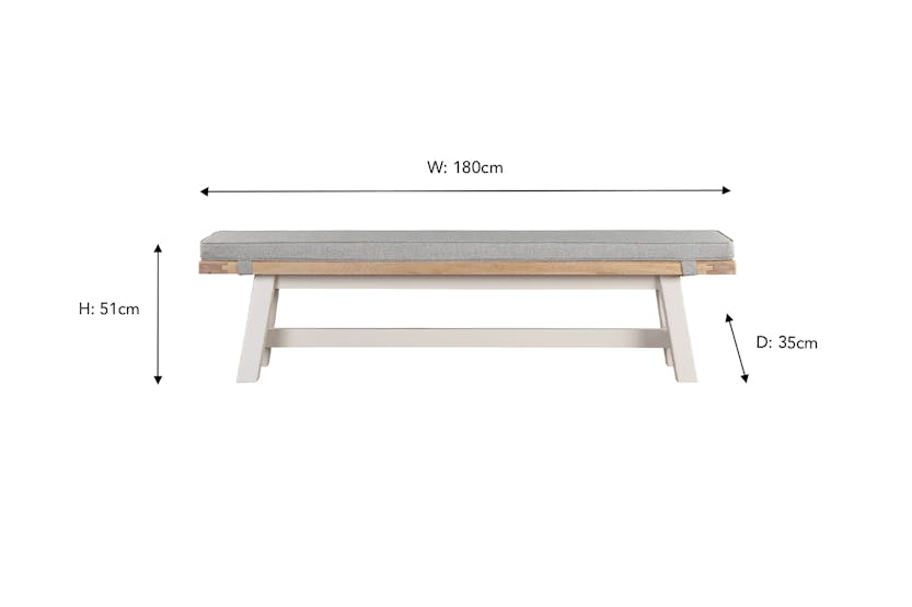 Winnie Bench| Fabric Cushion | Natural/White Winnie Bench| Fabric Cushion | Natural/White