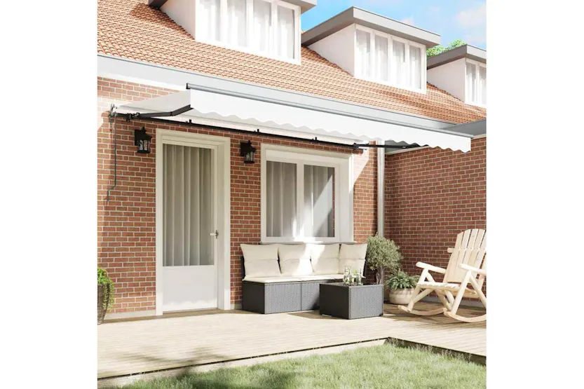 Vidaxl Retractable Awning White 400 X 200 Cm Polyester And Aluminium Vidaxl Retractable Awning White 400 X 200 Cm Polyester And Aluminium