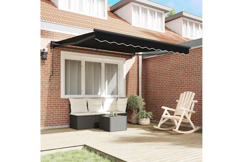 Vidaxl Retractable Awning Black 350x250 Cm Fabric Vidaxl Retractable Awning Black 350x250 Cm Fabric