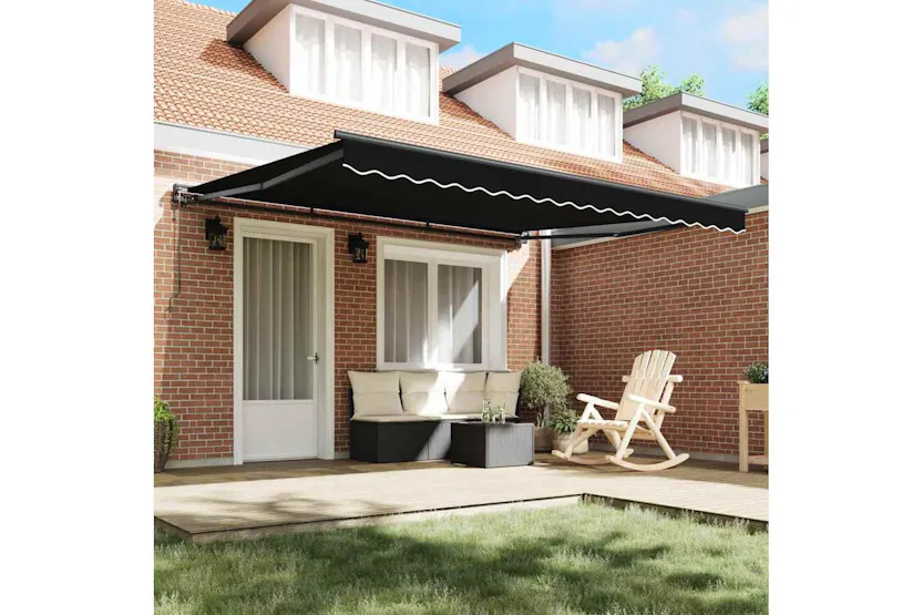 Vidaxl Retractable Awning Black 400x300 Cm Fabric Vidaxl Retractable Awning Black 400x300 Cm Fabric