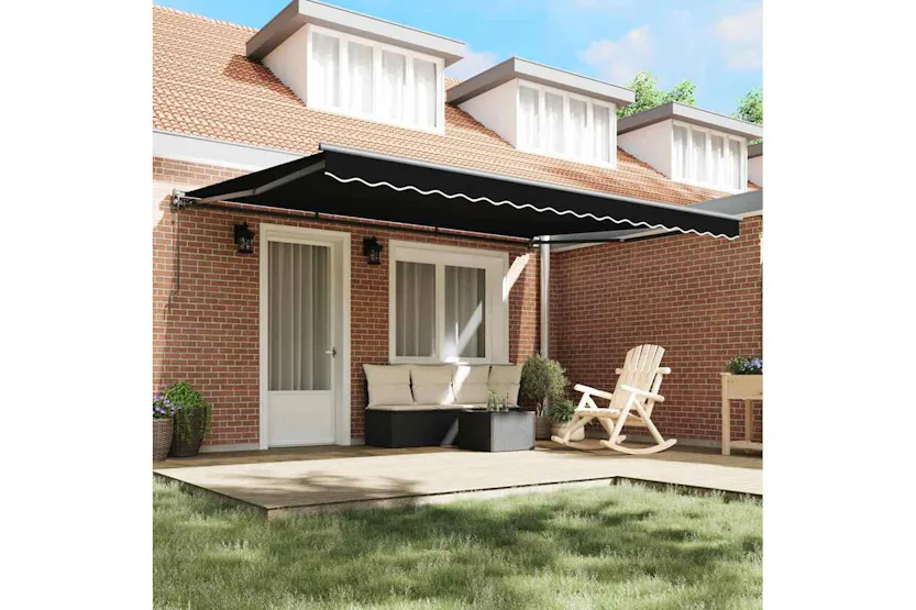 Vidaxl Retractable Awning Black 450x300 Cm Fabric Vidaxl Retractable Awning Black 450x300 Cm Fabric