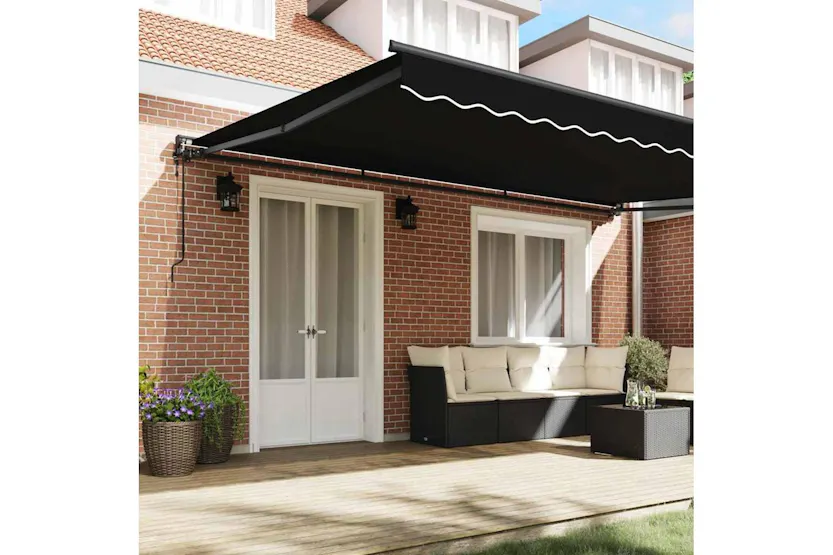 Vidaxl Retractable Awning Black 500x300 Cm Fabric Vidaxl Retractable Awning Black 500x300 Cm Fabric