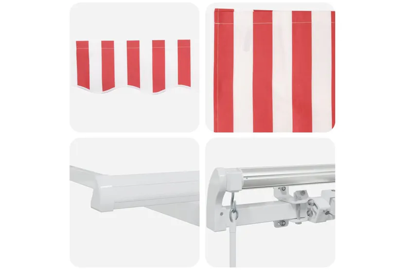Vidaxl Retractable Awning Red And White 500 X 300 Cm Polyester Metal Vidaxl Retractable Awning Red And White 500 X 300 Cm Polyester Metal