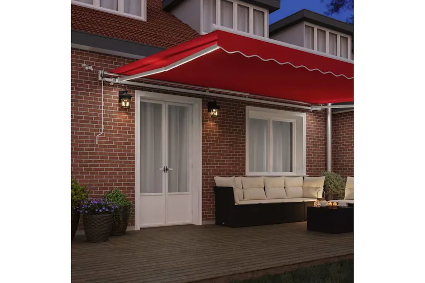 Vidaxl Retractable Awning Red 500 X 350 Cm Fabric And Metal Vidaxl Retractable Awning Red 500 X 350 Cm Fabric And Metal