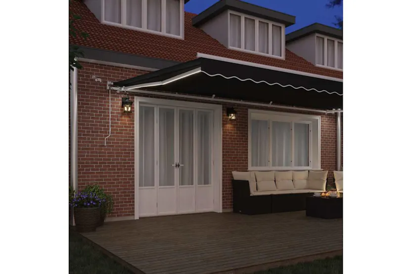 Vidaxl Retractable Awning Black 600 X 300 Cm Fabric And Metal Vidaxl Retractable Awning Black 600 X 300 Cm Fabric And Metal