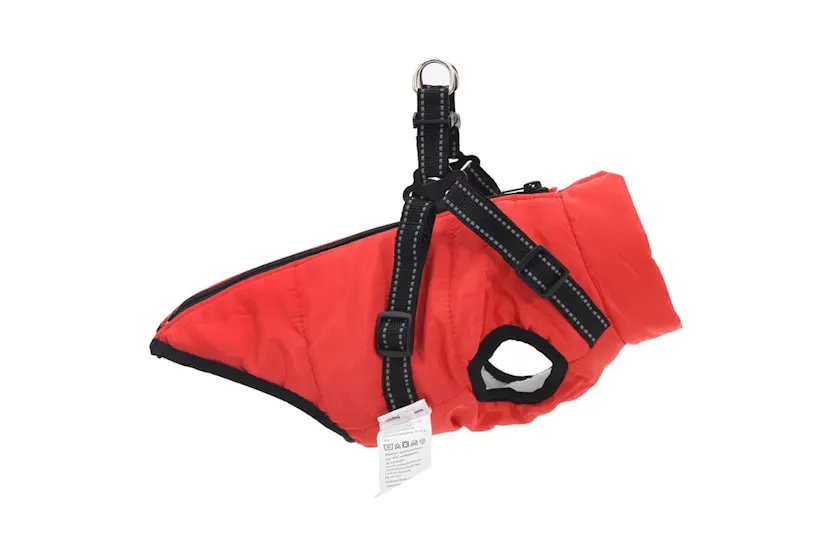 Vidaxl Dog Coat With Harness Red M Fleece And Polyester Vidaxl Dog Coat With Harness Red M Fleece And Polyester