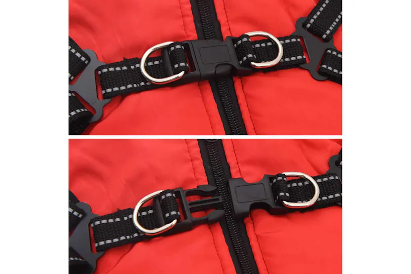 Vidaxl Dog Coat With Harness Red M Fleece And Polyester Vidaxl Dog Coat With Harness Red M Fleece And Polyester