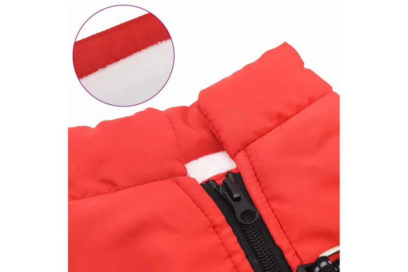 Vidaxl Dog Coat With Harness Red M Fleece And Polyester Vidaxl Dog Coat With Harness Red M Fleece And Polyester