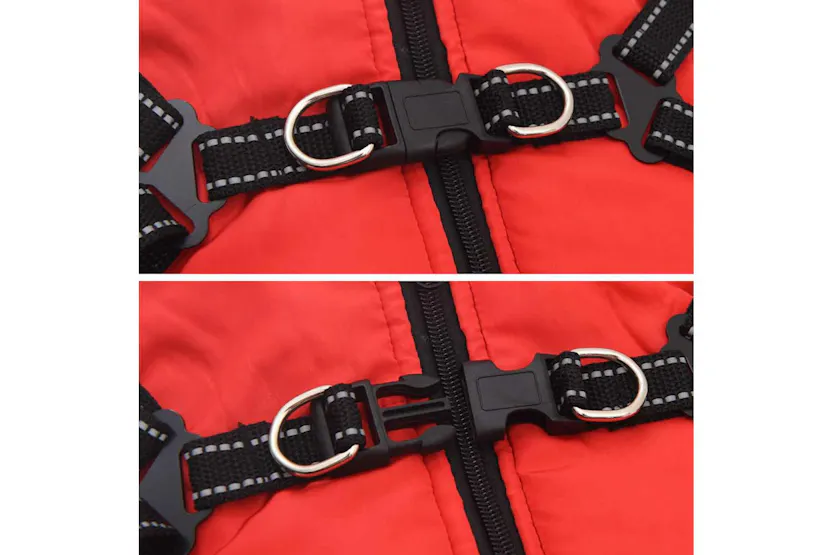 Vidaxl Dog Coat With Harness Red L Fleece And Polyester Vidaxl Dog Coat With Harness Red L Fleece And Polyester