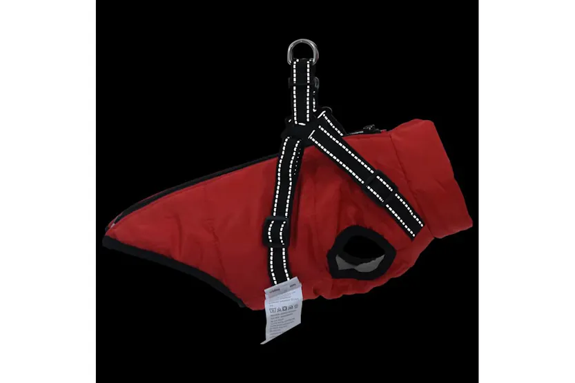 Vidaxl Dog Coat With Harness Red L Fleece And Polyester Vidaxl Dog Coat With Harness Red L Fleece And Polyester