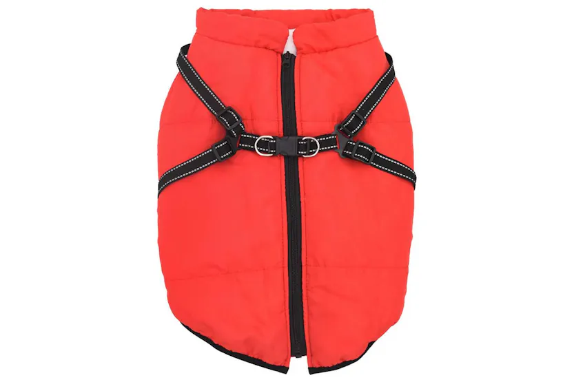 Vidaxl Dog Coat With Harness Red 3xl Fleece And Polyester Vidaxl Dog Coat With Harness Red 3xl Fleece And Polyester