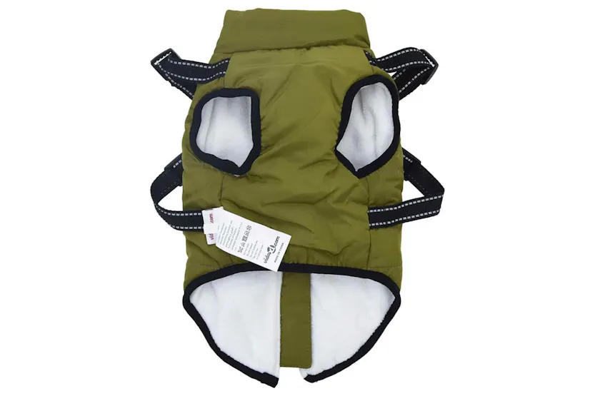 Vidaxl Dog Coat With Harness Army Green S Fleece And Polyester Vidaxl Dog Coat With Harness Army Green S Fleece And Polyester
