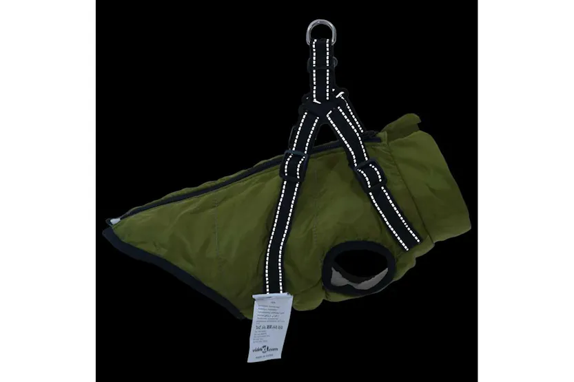 Vidaxl Dog Coat With Harness Army Green S Fleece And Polyester Vidaxl Dog Coat With Harness Army Green S Fleece And Polyester