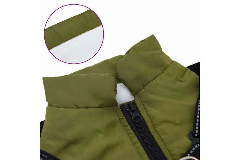 Vidaxl Dog Coat With Harness Army Green L Fleece And Polyester Vidaxl Dog Coat With Harness Army Green L Fleece And Polyester