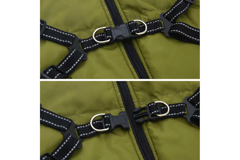 Vidaxl Dog Coat With Harness Army Green 4xl Fleece And Polyester Vidaxl Dog Coat With Harness Army Green 4xl Fleece And Polyester