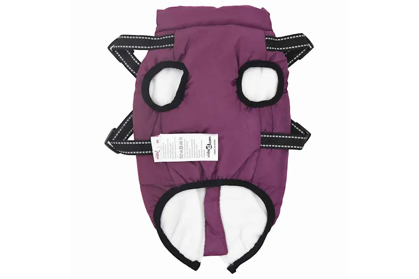 Vidaxl Dog Coat With Harness Purple L Fleece And Polyester Vidaxl Dog Coat With Harness Purple L Fleece And Polyester