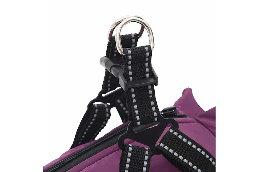Vidaxl Dog Coat With Harness Purple L Fleece And Polyester Vidaxl Dog Coat With Harness Purple L Fleece And Polyester