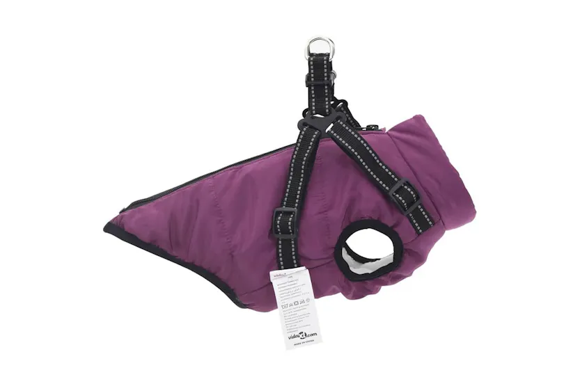 Vidaxl Dog Coat With Harness Purple Xl Fleece And Polyester Vidaxl Dog Coat With Harness Purple Xl Fleece And Polyester
