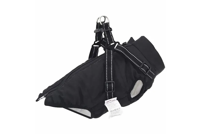 Vidaxl Dog Coat With Harness Black L Fleece And Polyester Vidaxl Dog Coat With Harness Black L Fleece And Polyester