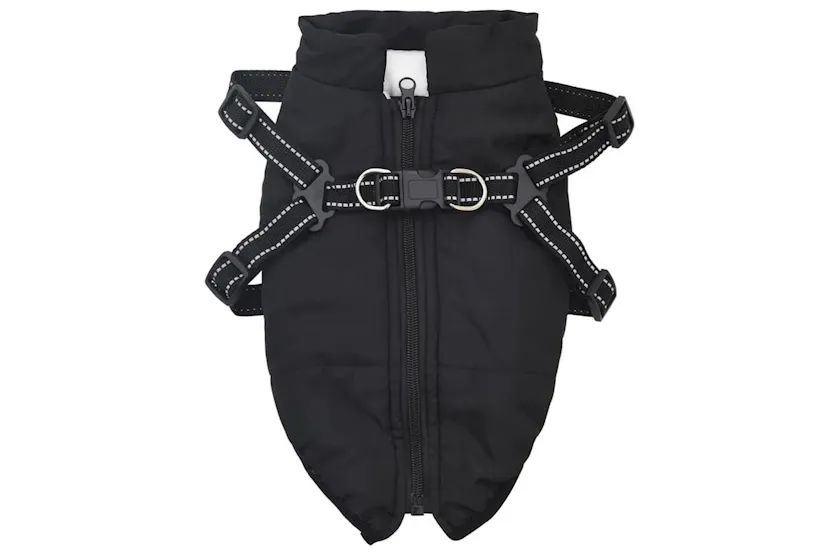 Vidaxl Dog Coat With Harness Black L Fleece And Polyester Vidaxl Dog Coat With Harness Black L Fleece And Polyester
