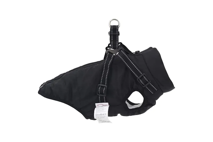 Vidaxl Dog Coat With Harness Black Xl Fleece And Polyester Vidaxl Dog Coat With Harness Black Xl Fleece And Polyester