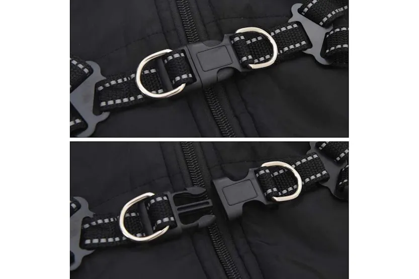 Vidaxl Dog Coat With Harness Black Xl Fleece And Polyester Vidaxl Dog Coat With Harness Black Xl Fleece And Polyester