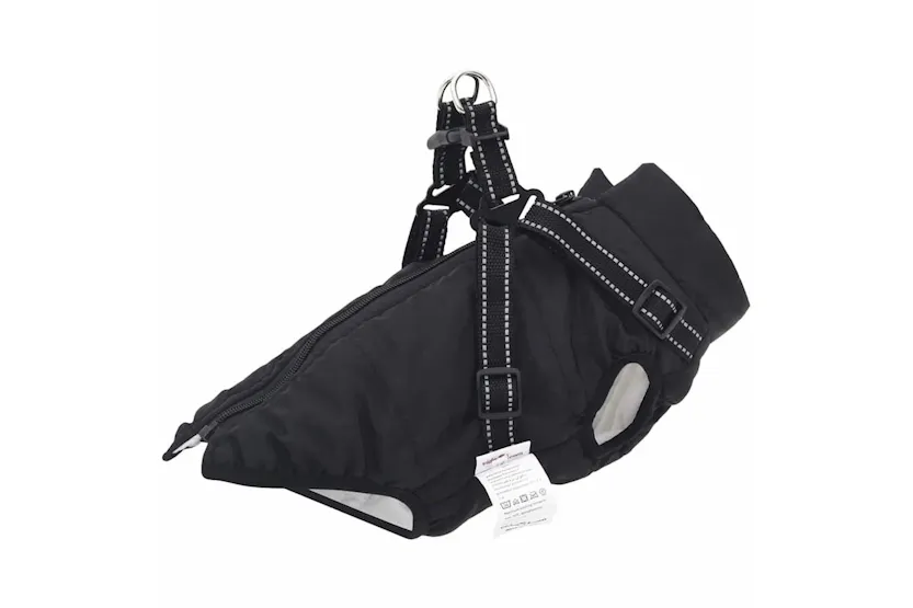 Vidaxl Dog Coat With Harness Black 2xl Fleece And Polyester Vidaxl Dog Coat With Harness Black 2xl Fleece And Polyester