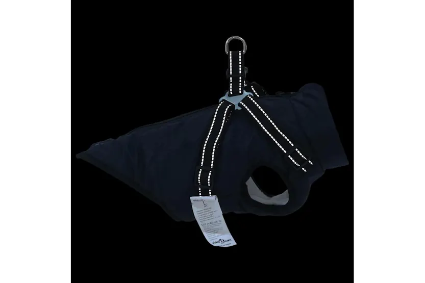 Vidaxl Dog Coat With Harness Navy Blue M Fleece And Polyester Vidaxl Dog Coat With Harness Navy Blue M Fleece And Polyester