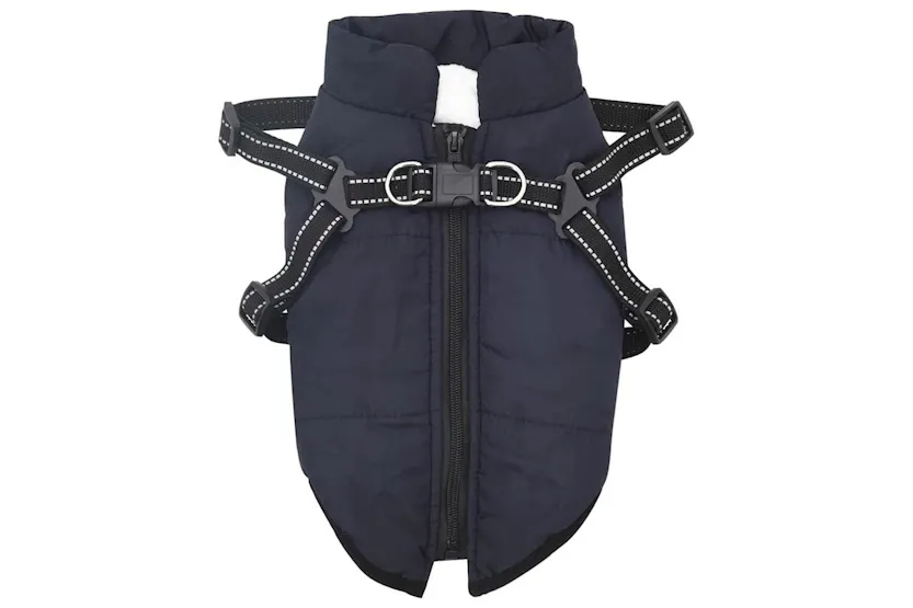 Vidaxl Dog Coat With Harness Navy Blue 2xl Fleece And Polyester Vidaxl Dog Coat With Harness Navy Blue 2xl Fleece And Polyester