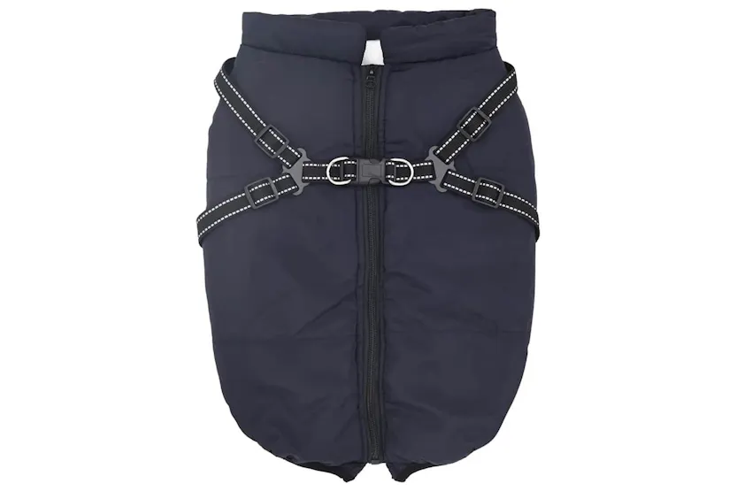 Vidaxl Dog Coat With Harness Navy Blue 6xl Fleece And Polyester Vidaxl Dog Coat With Harness Navy Blue 6xl Fleece And Polyester