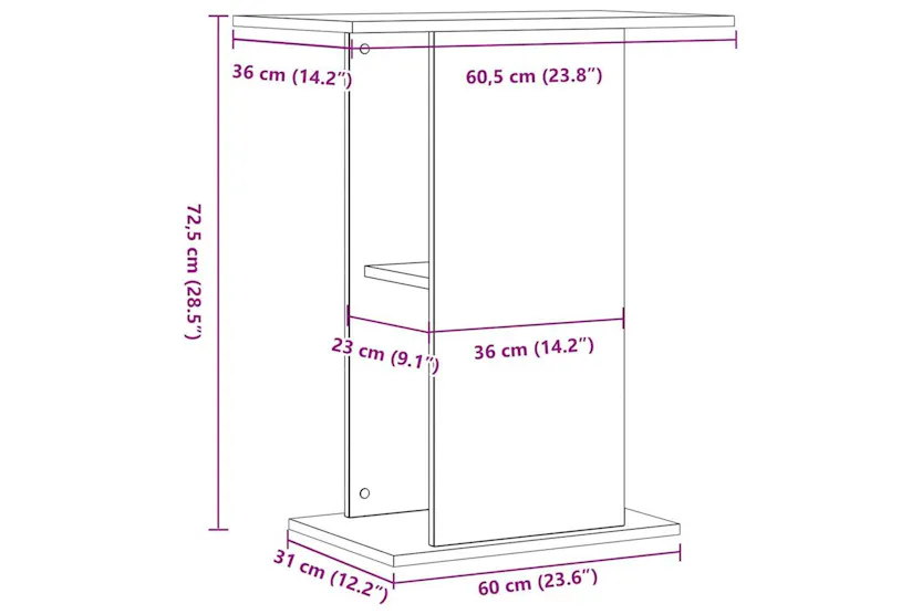 Vidaxl Aquarium Stand Old Wood 36x605x725 Cm Engineered Wood Vidaxl Aquarium Stand Old Wood 36x605x725 Cm Engineered Wood