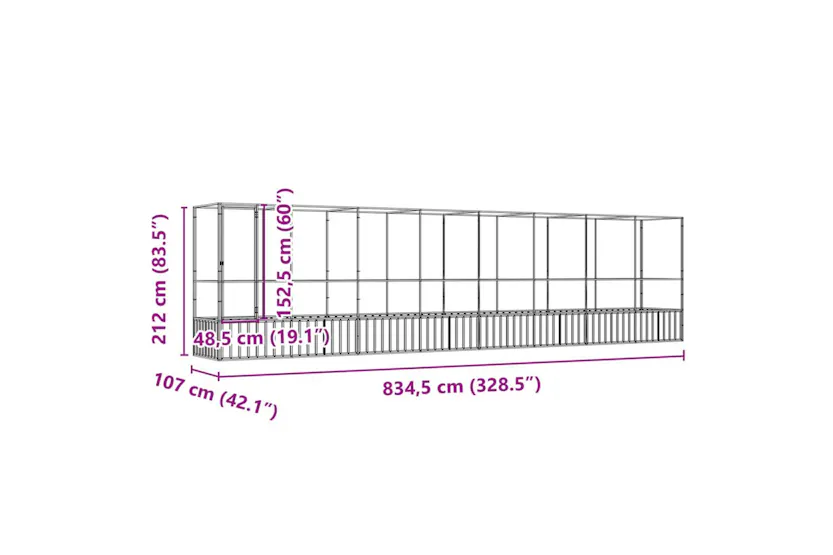 Vidaxl Aviary With Extension Silver 8345x107x212 Cm Steel Vidaxl Aviary With Extension Silver 8345x107x212 Cm Steel