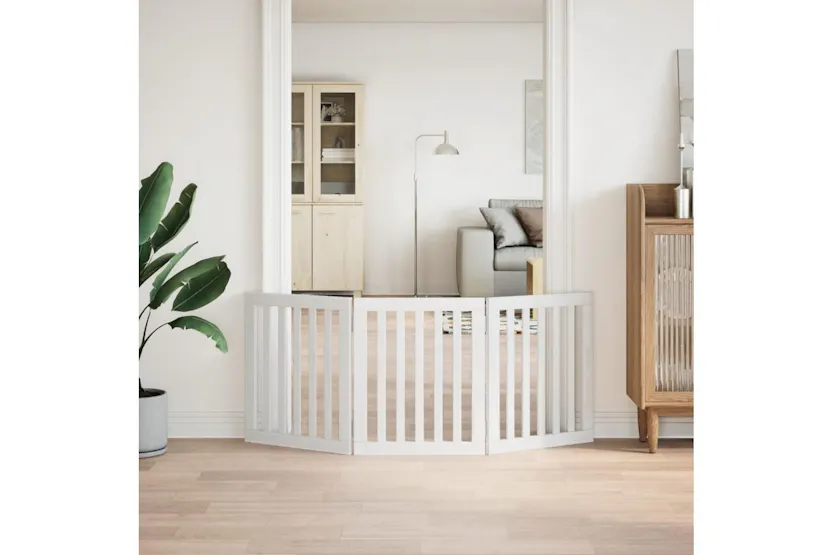 Vidaxl Dog Gate Foldable 3 Panels White 150 Cm Poplar Wood Vidaxl Dog Gate Foldable 3 Panels White 150 Cm Poplar Wood