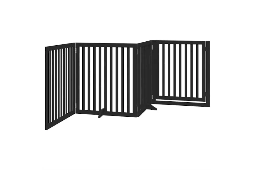 Vidaxl Dog Gate With Door Foldable 4 Panels Black 320 Cm Poplar Wood Vidaxl Dog Gate With Door Foldable 4 Panels Black 320 Cm Poplar Wood
