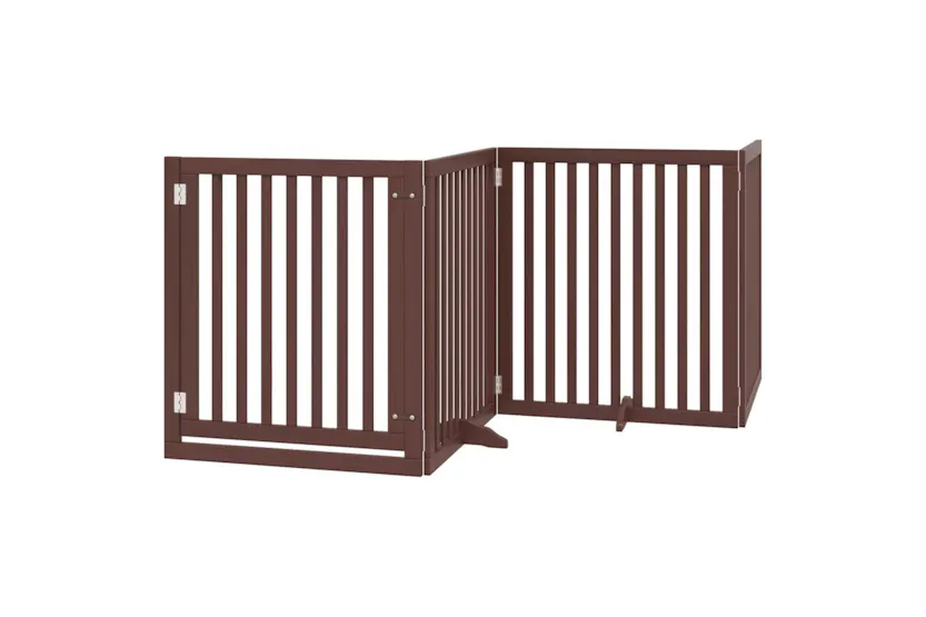 Vidaxl Dog Gate With Door Foldable 4 Panels Brown 320 Cm Poplar Wood Vidaxl Dog Gate With Door Foldable 4 Panels Brown 320 Cm Poplar Wood