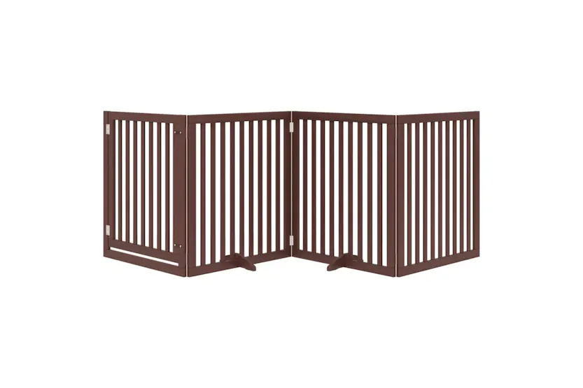 Vidaxl Dog Gate With Door Foldable 4 Panels Brown 320 Cm Poplar Wood Vidaxl Dog Gate With Door Foldable 4 Panels Brown 320 Cm Poplar Wood