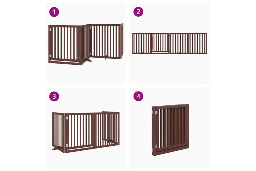 Vidaxl Dog Gate With Door Foldable 4 Panels Brown 320 Cm Poplar Wood Vidaxl Dog Gate With Door Foldable 4 Panels Brown 320 Cm Poplar Wood