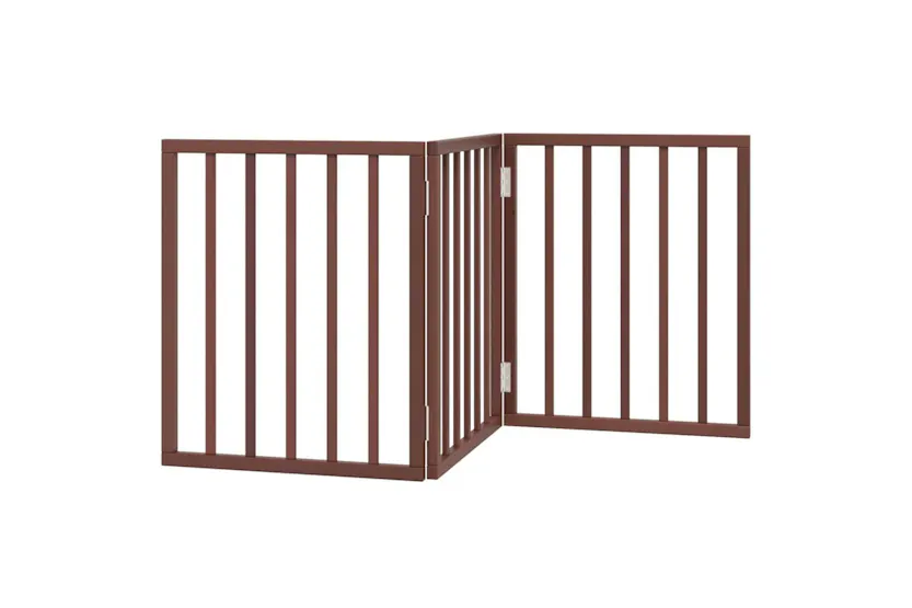 Vidaxl Dog Gate Foldable 3 Panels Brown 150 Cm Poplar Wood Vidaxl Dog Gate Foldable 3 Panels Brown 150 Cm Poplar Wood