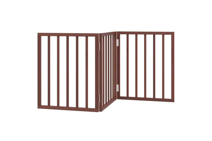 Vidaxl Dog Gate Foldable 3 Panels Brown 150 Cm Poplar Wood Vidaxl Dog Gate Foldable 3 Panels Brown 150 Cm Poplar Wood