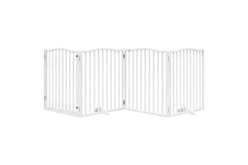 Vidaxl Dog Gate With Door Foldable 4 Panels White 320 Cm Poplar Wood Vidaxl Dog Gate With Door Foldable 4 Panels White 320 Cm Poplar Wood