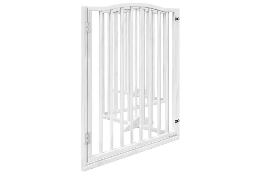 Vidaxl Dog Gate With Door Foldable 4 Panels White 320 Cm Poplar Wood Vidaxl Dog Gate With Door Foldable 4 Panels White 320 Cm Poplar Wood
