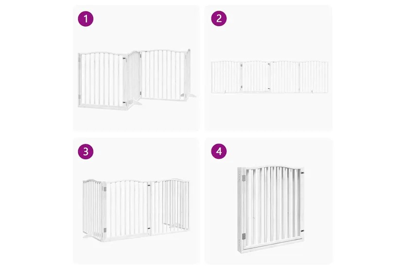Vidaxl Dog Gate With Door Foldable 4 Panels White 320 Cm Poplar Wood Vidaxl Dog Gate With Door Foldable 4 Panels White 320 Cm Poplar Wood