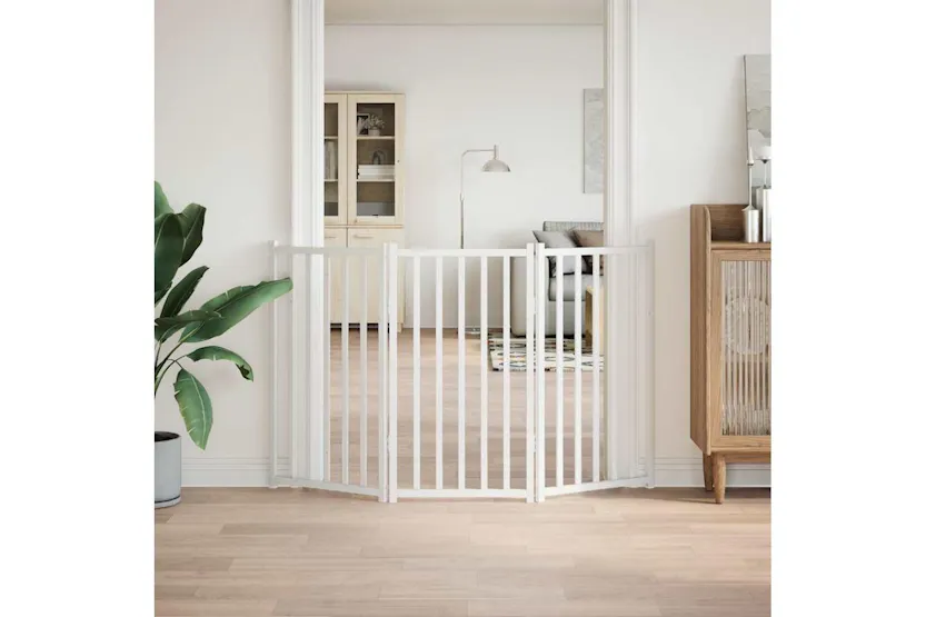Vidaxl Dog Gate Foldable 3 Panels White 150 Cm Solid Wood Fir Vidaxl Dog Gate Foldable 3 Panels White 150 Cm Solid Wood Fir