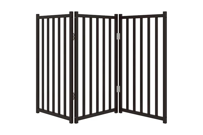 Vidaxl Dog Gate Foldable 3 Panels Black 150 Cm Solid Wood Fir Vidaxl Dog Gate Foldable 3 Panels Black 150 Cm Solid Wood Fir