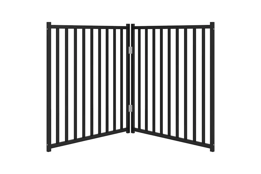 Vidaxl Dog Gate Foldable 2 Panels Black 160 Cm Solid Wood Fir Vidaxl Dog Gate Foldable 2 Panels Black 160 Cm Solid Wood Fir