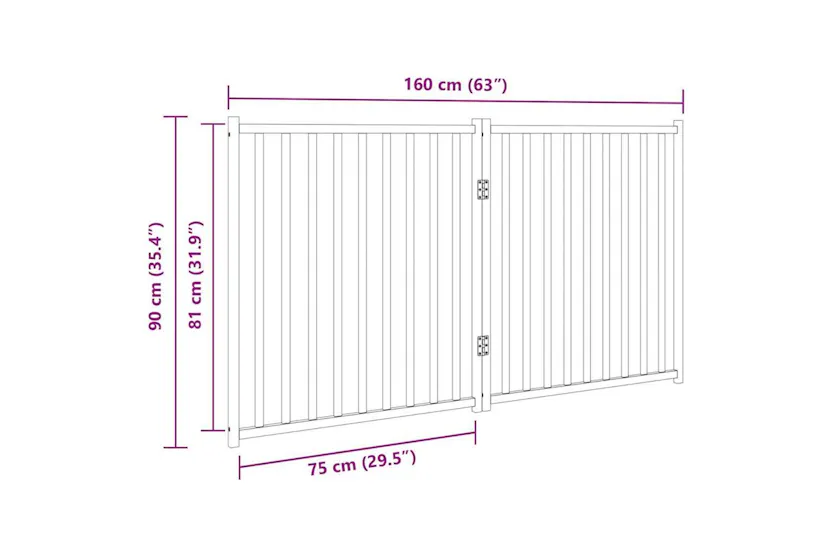 Vidaxl Dog Gate Foldable 2 Panels Black 160 Cm Solid Wood Fir Vidaxl Dog Gate Foldable 2 Panels Black 160 Cm Solid Wood Fir