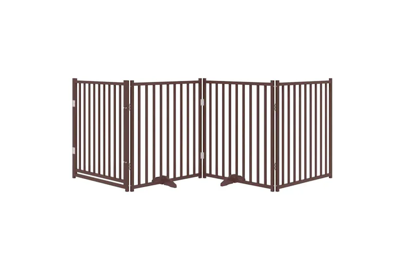 Vidaxl Dog Gate With Door Foldable 4 Panels Brown Oak 320 Cm Solid Wood Fir Vidaxl Dog Gate With Door Foldable 4 Panels Brown Oak 320 Cm Solid Wood Fir