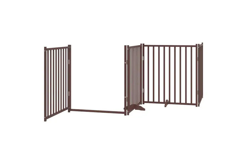 Vidaxl Dog Gate With Door Foldable 4 Panels Brown Oak 320 Cm Solid Wood Fir Vidaxl Dog Gate With Door Foldable 4 Panels Brown Oak 320 Cm Solid Wood Fir