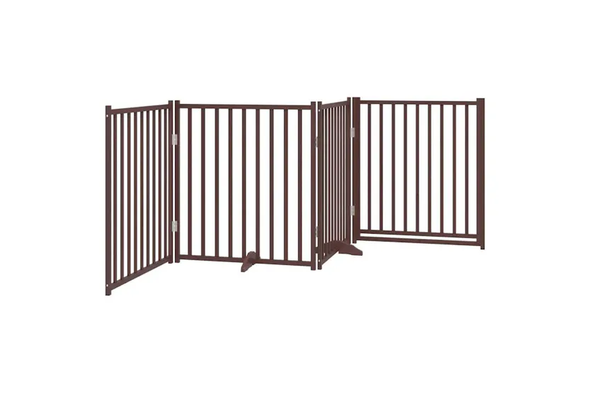 Vidaxl Dog Gate With Door Foldable 4 Panels Brown Oak 320 Cm Solid Wood Fir Vidaxl Dog Gate With Door Foldable 4 Panels Brown Oak 320 Cm Solid Wood Fir