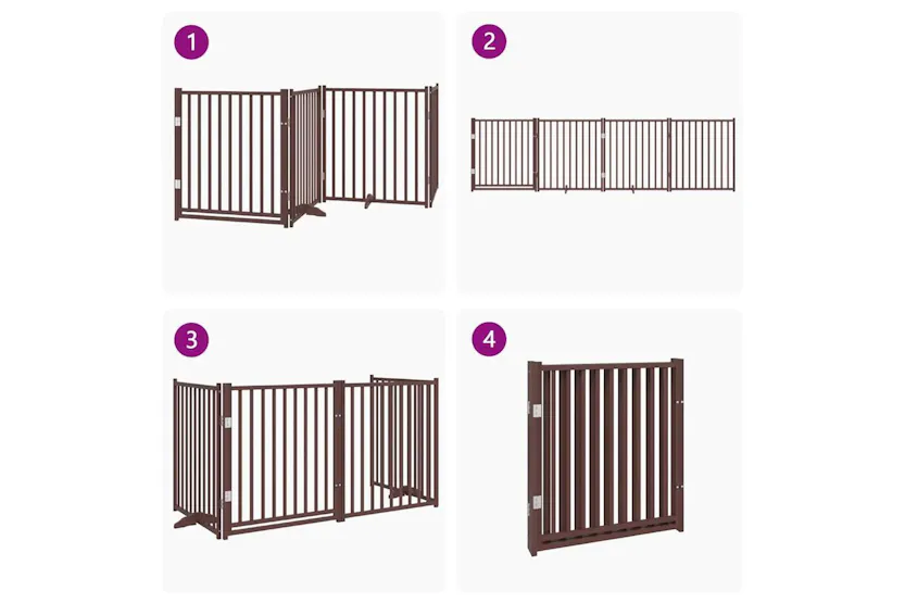 Vidaxl Dog Gate With Door Foldable 4 Panels Brown Oak 320 Cm Solid Wood Fir Vidaxl Dog Gate With Door Foldable 4 Panels Brown Oak 320 Cm Solid Wood Fir